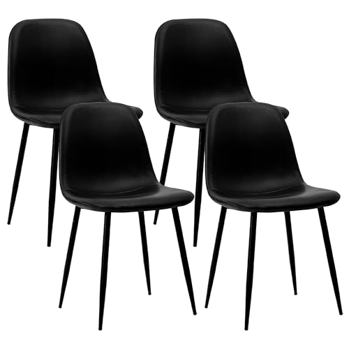 CangLong Black Dining Chairs, Modern Faux Leather Upholstered Kitchen Chairs Armless Accent Chairs...