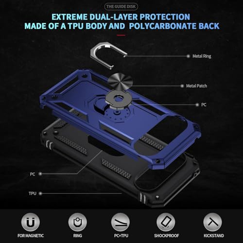 Image of REALCASE Google Pixel 10 Pro Back Cover Case | Heavy Duty Dual Layer Hybrid Shock Proof Armor Defender Ring Case Back Cover for Google Pixel 10 Pro 5G (Blue)