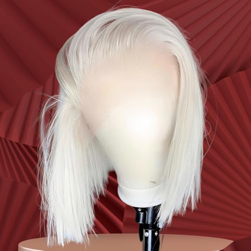 #60 Silver Grey White Platinum Blonde Bob Human Hair Lace