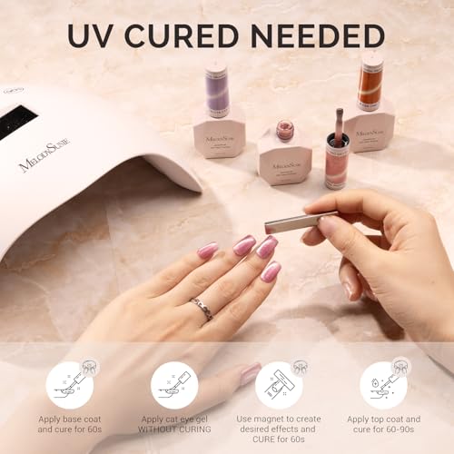 Image of MelodySusie Jeweliver Cat Eye Gel Nail Polish, 0.5 Fl Oz Dark Gray Glitter Holographic Magnetic Nail Polish with Magnet, UV Nail Polish for Nail Art Manicure Salon DIY at Home C6681