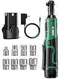 KIMO Cordless Electric Ratchet Wrench Set, 40Ft-lbs, 400RPM, 12V Cordless Ratchet Wrench 3/8' w/ 60-Min Charger, 7Sockets, 1/4' Adapter, Forward/Reverse Switch, 2.0Ah Battery, Variable Speed Trigger