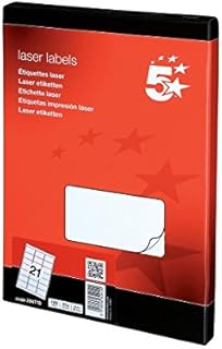 5 Star 296778 Office Multipurpose Labels Laser 21 per Sheet 63.5x38.1mm White [2100 Labels]