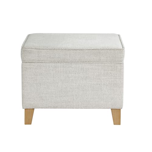 Image of HomePop 24 inch Medium Storage Ottoman - Cream Chevron Woven
