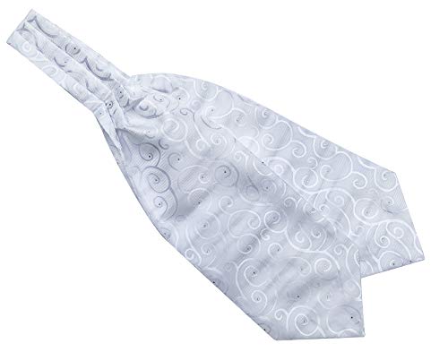 Secdtie Men's White Floral 100% Silk Jacquard Woven Self Cravat Tie Ascot 23