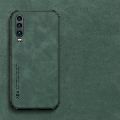 Étui de téléphone en cuir pour Huawei P30 P40 P50 Pro coque magnétique aux finitions soignées vertes