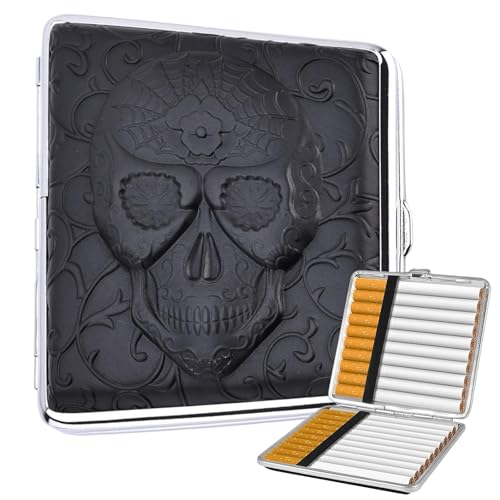 Boîte à cigarettes Totenkopf Skull – Étui en métal pour 20 cigarettes – Boîte rigide compacte – Protection contre chocs et humidité – Accessoire...