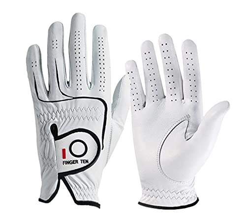 FINGER TEN Golf Gloves Men Left Hand Right Grip Microfiber with Ball Marker 1 Pc