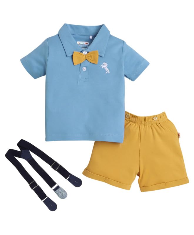 BUMZEE Boy's Cotton Printed Half Sleeves T-Shirt & Short Set With Bow Suspender - Review, Price and Buying Guide