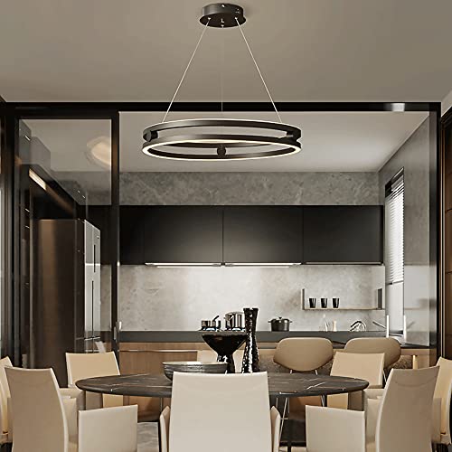 Lustre moderne LED en aluminium noir et diffuseur acrylique premium