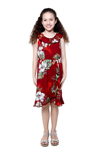 Image of Matchable Family Hawaiian Luau Men Women Girl Boy Clothes in Pineapple Garden Burgundy