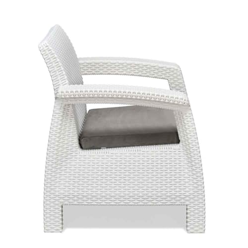 Image of Nilkamal Goa 1 Seater Balcony Sofa with Cushion|Indoor & Outdoor Furniture|Patio Chair One Seater|Gardens Poolside Cafes Restaurants and Terraces, Milky White & Grey