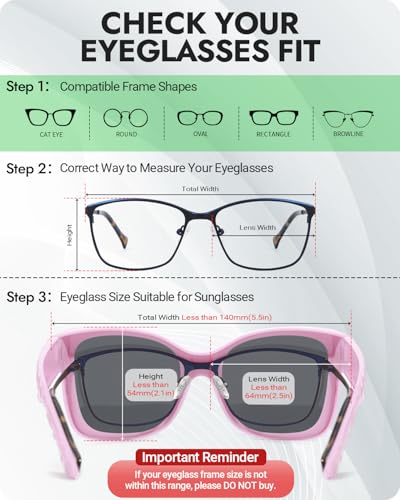 Meeloog Polarized Over Glasses Sunglasses For Women, Oversized Square Sun Glasses, Star Trendy Fit Go Over Shades MST00674