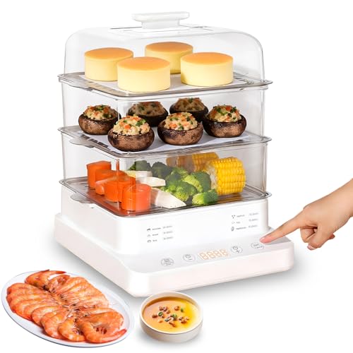 Electric Food Steamer with 3 Layers and Timer