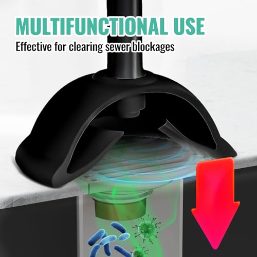Image of 2PACK 3 in 1 Toilet Brush and Plunger Set with Crevice Cleaning Brush, Toilet Plunger and Brush Set with Extra Long Handle, Plungers for Bathroom Accessories, Bright Black