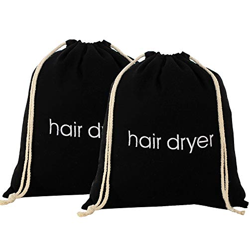 Trounistro 2 Pack Hair Dryer Bags Drawstring Bag Big Cotton Hairdryer Bag (Color 4)