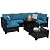 Ophelian 8-Piece Patio Set Furniture Rattan Wicker Outdoor Sectional Sofa with 28" Gas Fire Pit Set and Cushions, Conversation Set for Backyard, Patio, Garden, Brown/Peacock Blue