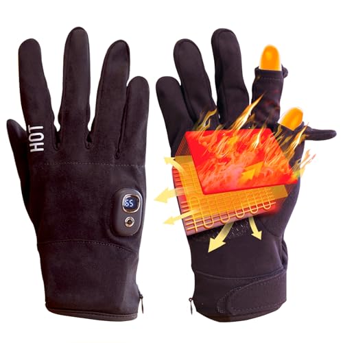 OBEST Beheizte Handschuhe Für Männer Frauen,Skihandschuhe Mit Heizung,Beheizbare Handschuhe Fahrrad Motorrad,5v 2000mah Wiederaufladbar 5 Stufige Beheizte Winterhandschuhe,Für Klettern,Wandern,Camping