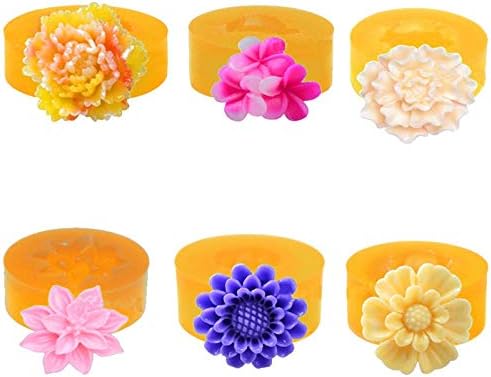 Molde Silicona 6 Estilos Molde de Flores Molde de Fondant Moldes de Arcilla Moldes de Girasol y Clavel y Plumeria Sugarcraft Candy Chocolate Resina