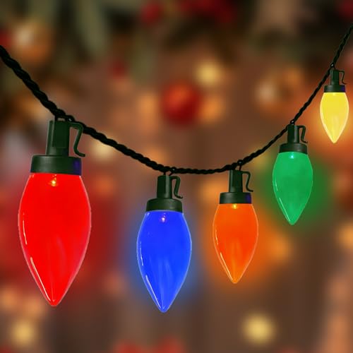 C9 Christmas String Lights Outdoor, 26FT 50 LED Vintage Multicolor