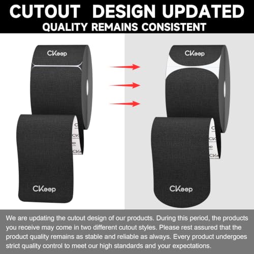 Image of CKeep Kinesiology Tape, Original Cotton Elastic Precut Strips 4 Rolls, Black | Latex Free High Adhesion Athletic Tape, Waterproof & Breathable Sports Tape for Muscle Support & Injury Prevention 80 Count
