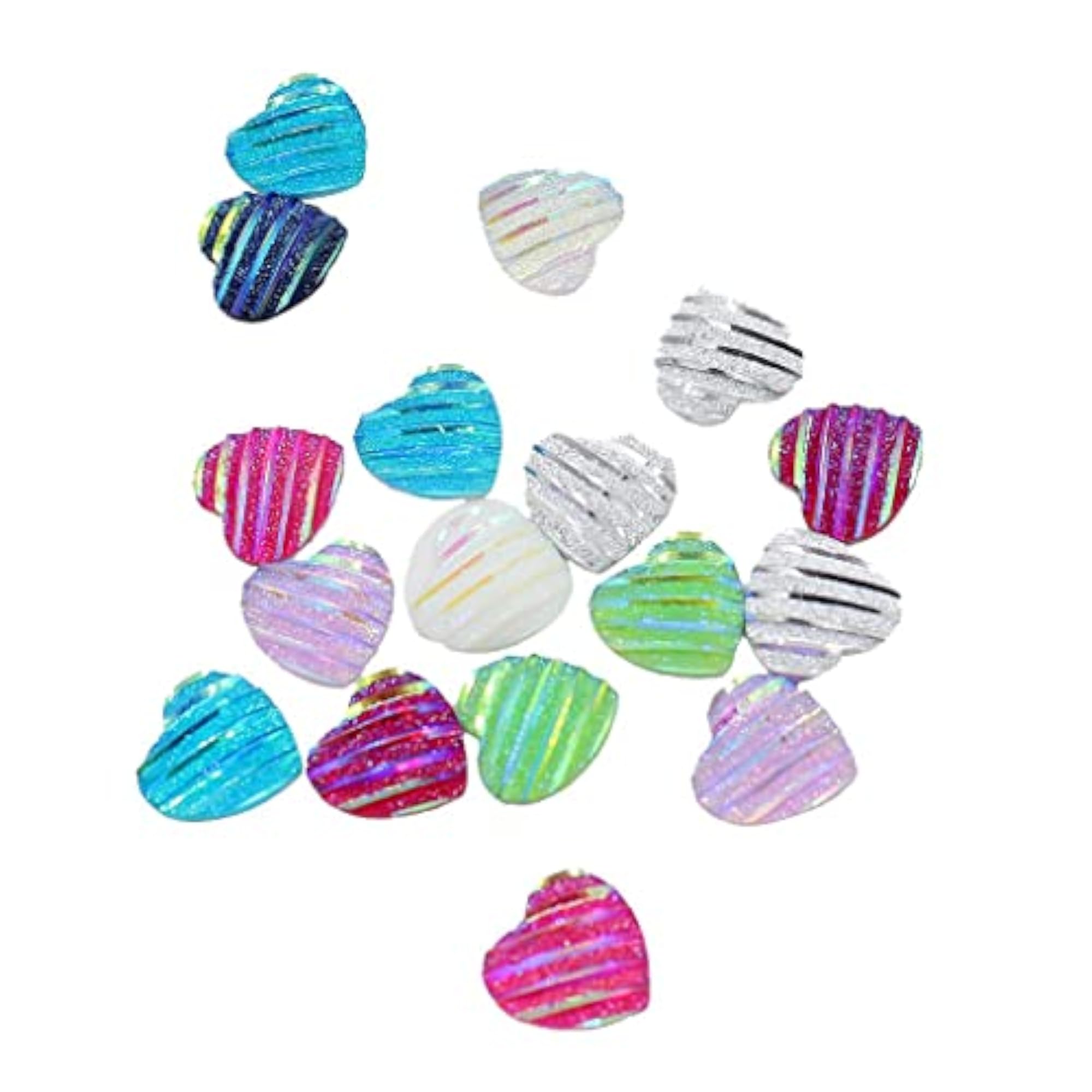 50 Pieces Flatback Heart Shaped Stripe Resin Cabochon, Multi-Color