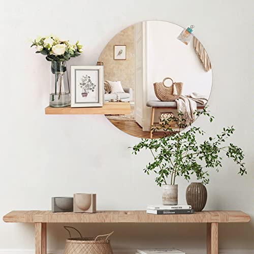 Flvzog Round Mirror, Wall Mirror 24 Inch, Mirror With Shelf, Round Wall Mirror, Shelf Is Removable, Circle Mirrors For Wall, For Wall Decor, Entryway, Bedroom, Living Room, Hallway, Farmhouse #TOP1