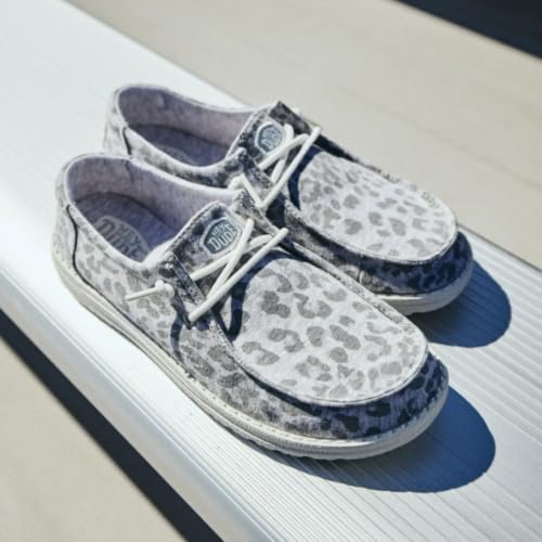HEYDUDE Women's Wendy Stretch Jersey Leopard Slip On Shoe, Light Grey/Multi Size 12 | Lightweight Casual Loafers | Easy On Travel Ready Fit - image 3