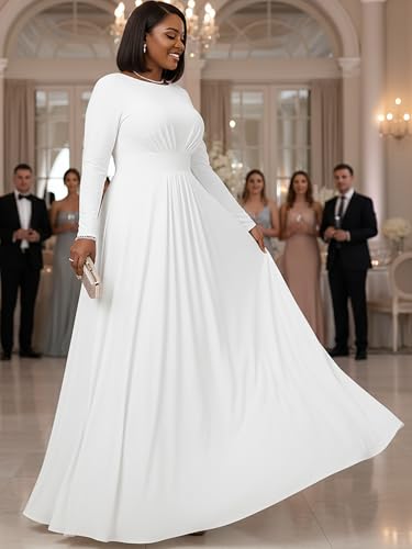Image of KOH KOH Womens Long Sleeve Flowy Empire Waist Fall Winter Maxi Dress Gown