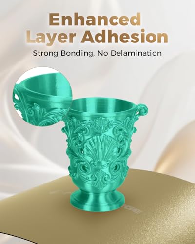 Image of VOXELAB Silk+ PLA Filament 1.75mm, Shiny Chrome-Like Finish with Enhanced Layer Adhesion, 1kg (2.2lbs) for Most FDM 3D Printers, Smooth & Flawless Printing(Light Green)