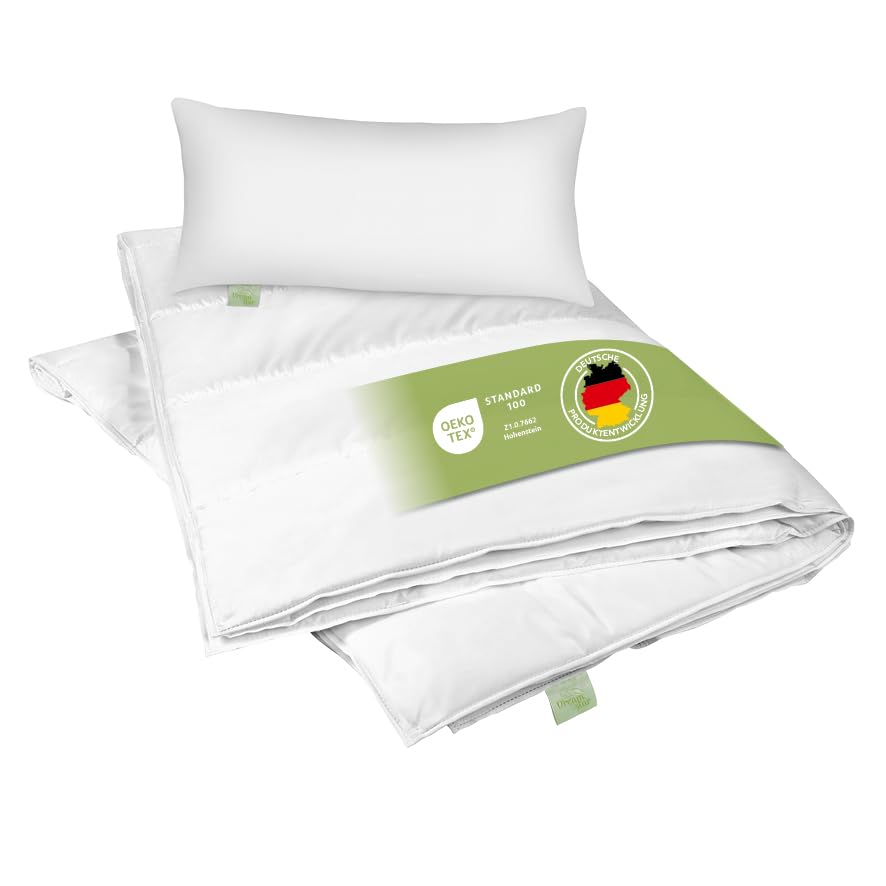 DREAMSTAR Eco Bettwaren-Set Kopfkissen 40 x 80 cm + Ganzjahresbettdecke 135...