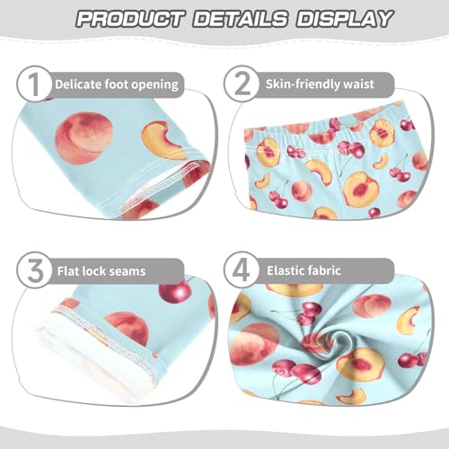 Peach Cherry Girls Leggings,Workout Leggings for Girls Toddler Athletic Leggings Size for 3-10T3