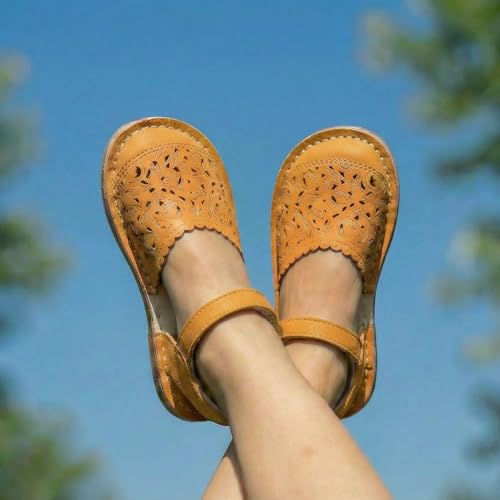 Image of THEE BRON Toddler Floral Cutout Closed Toe Sandals for Girls Breathable Summer Shoes