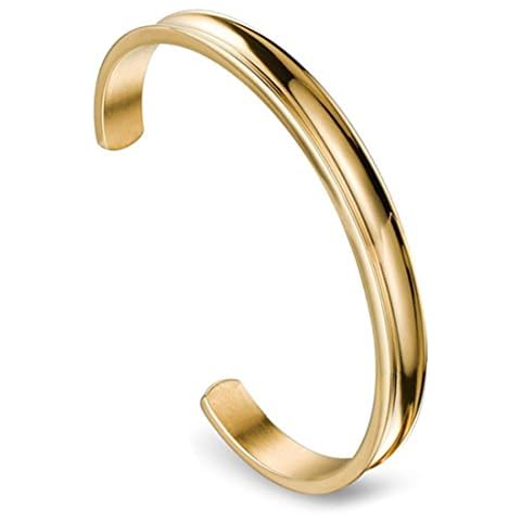 WUSUANED Hair Tie Bracelet Stainless Steel Grooved Cuff Bangle Gift for her (Gold) Cover