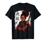 Black Samurai Girl Anime Warrior Afro African Pride T-Shirt