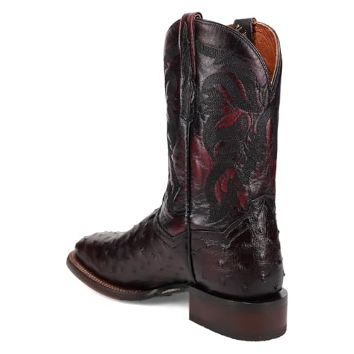 Image of Dan Post Mens Alamosa Embroidered Ostrich Pull On Square Toe Dress Boots Mid Calf - Brown