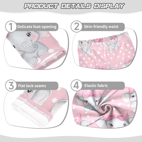 Wusikd Pink White Girls' Leggings Toddler Doodles Polka Dots Kids Yoga Pants Dance Active Tights 4T3