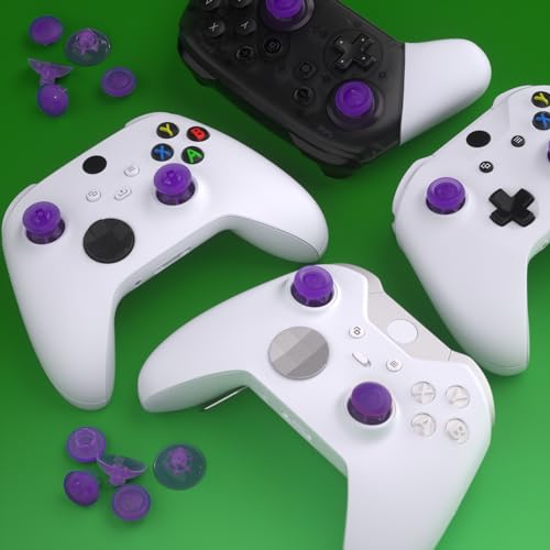 Image of eXtremeRate Edge Sticks Interchangeable Thumbsticks for Xbox Series X /S, Clear Atomic Purple Swappable Analog Stick Joystick for Xbox One S /X, Xbox Elite V1, for Nintendo Switch Pro Controller