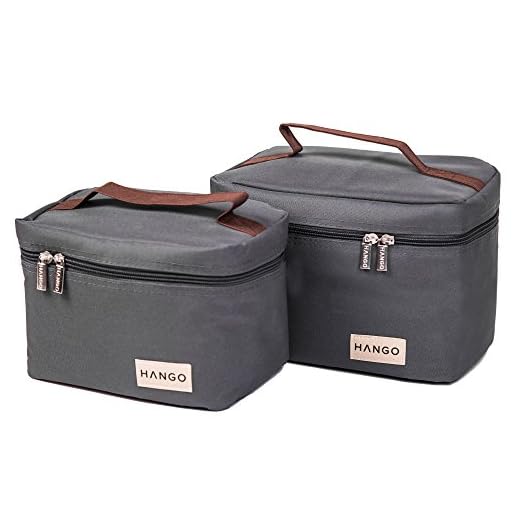 HANGO Insulated Lunch Bag [Set of 2 Sizes] - For Women & Men - Easy to Clean, Keeps Food Cold or Warm - Large & Small Sizes, Perfect for Everyday Uses