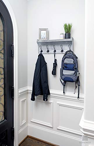 Seremeo Wooden Coat Rack, Wall Mounted Coat Rack With Shelf, Grey Or Brown Mudroom Organizer, 26 Inch Entryway Shelf With 5 Coat Hooks (Rustic Grey Or Brown) #TOP1