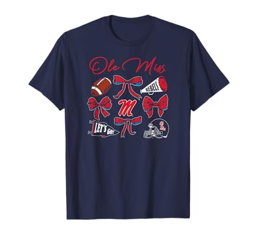 Mississippi Ole Miss Rebels Football Bows Navy T-Shirt