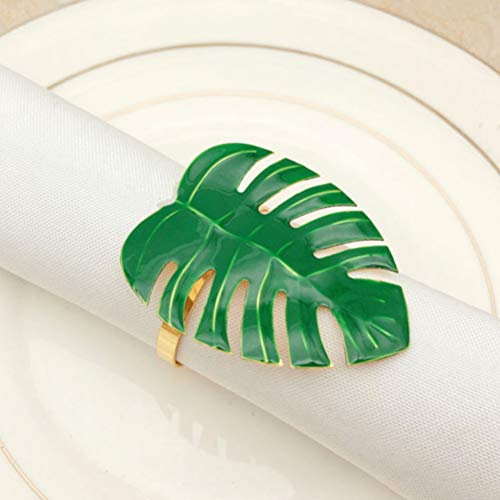 Bestoyard Palm Leaves Napkin Ring Christmas Napkin Rings Green Leaf Napkin Holders Serviette Buckles Dining Table Decoration Holiday Wedding Tropical Party Supplies 4Pcs #TOP2