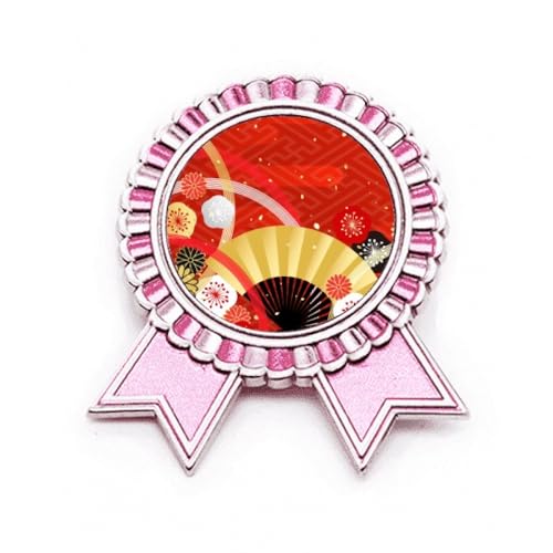 Broche éventail pliable rose en métal avec motif géométrique le cadeau idéal