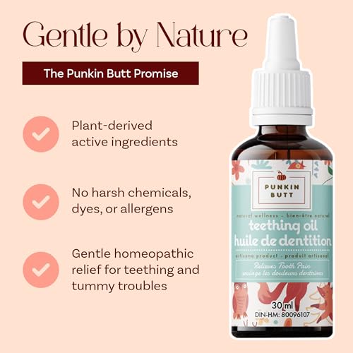 punkin butt teething oil for babies infused with chamomilla phytolacca amp rheum plant-based formula homeopathic natural teething relief for babies 1oz bottle