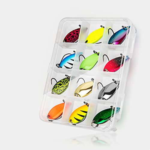 WeddHuis Set de pêche 12 pièces, leurre métallique 3,5g pour la pêche en Eau Douce et en mer