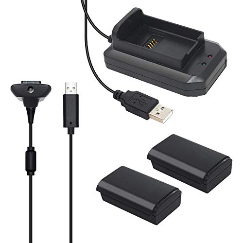 BATTOOL 2 Pack Xbox 360 Controller Replacement Battery with Charging Kit Compatible with Xbox 360 Controller Rechargeable Battery Pack