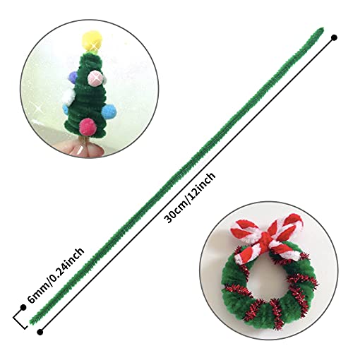 Cuttte Pipe Cleaners Craft Supplies - 300pcs Dark Green Pipe Cleaners Chenille Stems for Craft Kids DIY Art Supplies (6 mm x 12 inch) - Thumbnail 2