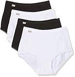  Playtex Damen Coton Stretch Culotte Maxi Lot de 4 Taillenslip, Mehrfarbig (Blanc/Noir 04x), 42 (4er Pack)