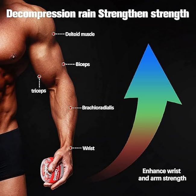 Auto-Start Wrist Power Gyro Ball, Wrist Strengthener and Forearm Exerciser for Stronger Arm Fingers Wrist Bones and Muscle with LED Lights