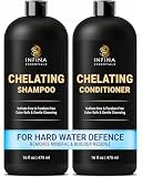 INFINA ESSENTIALS Chelating Clarifying Shampoo and Conditioner for Hard Water & Chlorine Removal | 16 fl oz | Sulfate Free Metal Detox Shampoo for Build Up | Deep Cleansing, Color Safe for Swimmers