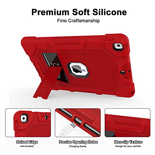 Image of TIMISM iPad 9th /8th /7th Gen 10.2 Inch Case 2021 /2020 /2019, Red+Black | Kickstand, Heavy Duty Shockproof, Hybrid Three Layer Protective Cover